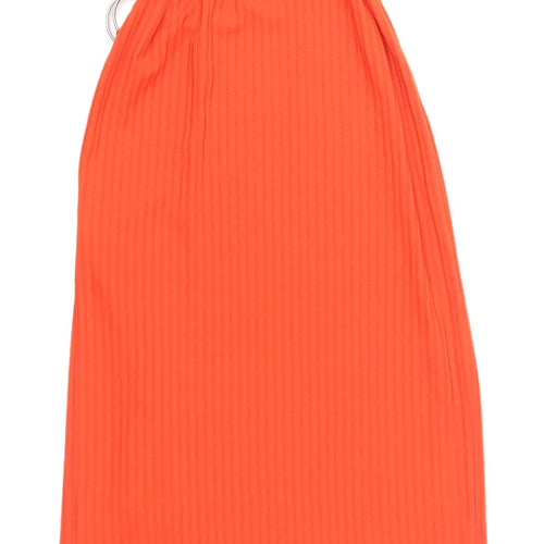 New Look Women's Orange Strapless Belted Midi Dress