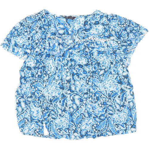 Marks & Spencer Women's Blue Floral Blouse, Size 14