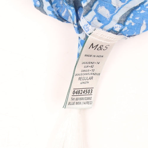 Marks & Spencer Women's Blue Floral Blouse, Size 14