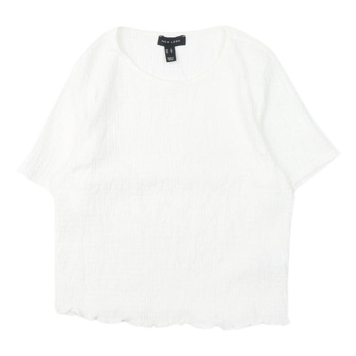 New Look Women's White Basic T-Shirt, Size 12, Casual Summer Wear
