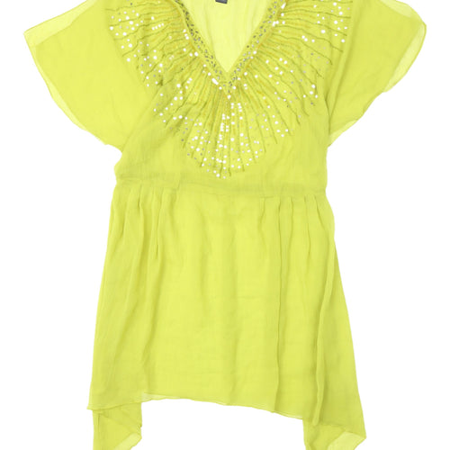 H&M Green Tunic Blouse with Sequins - Size 12