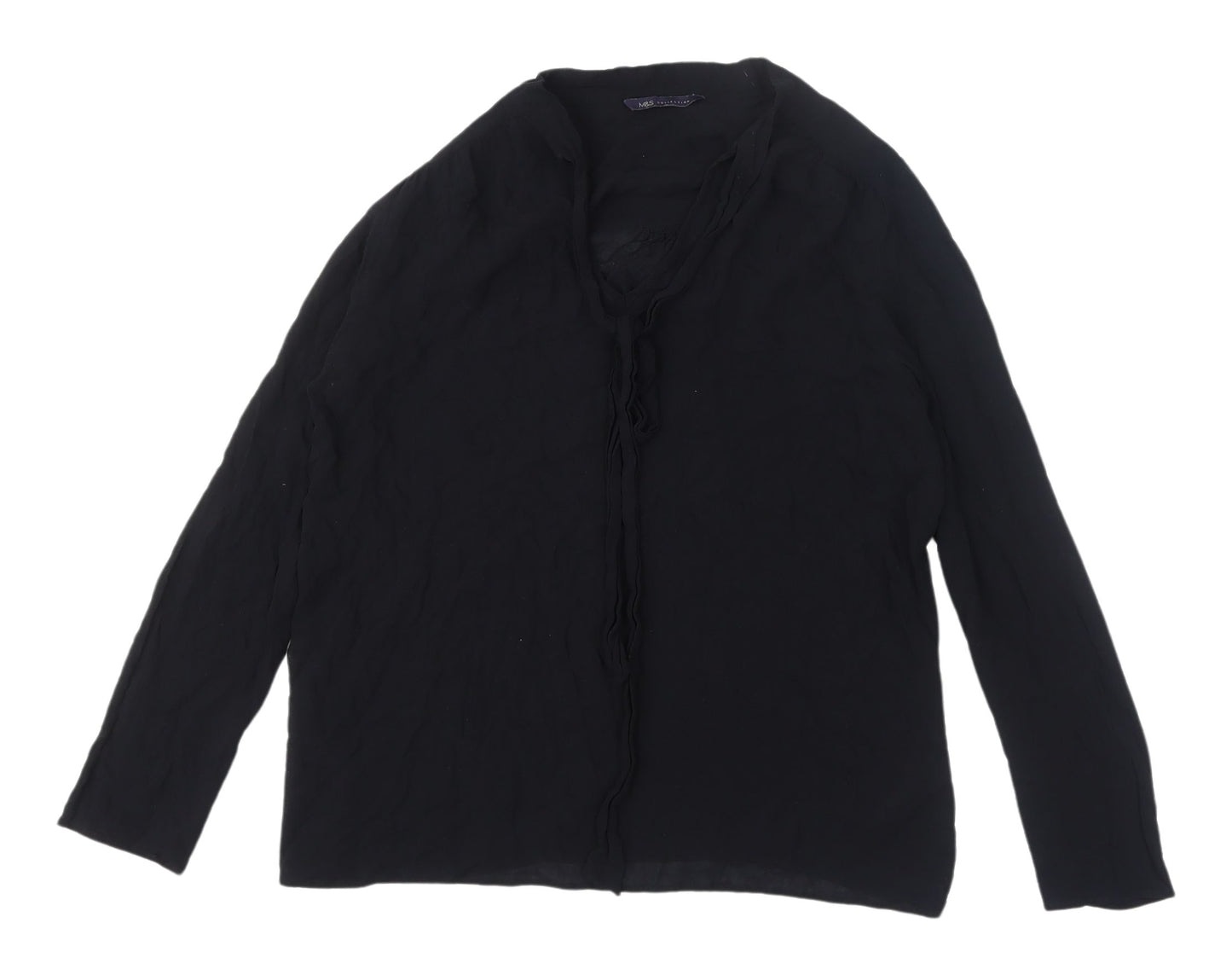 Marks and Spencer Black Women's Blouse Viscose Size 12