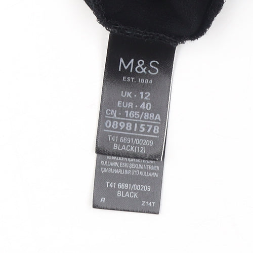 Marks and Spencer Black Women's Blouse Viscose Size 12