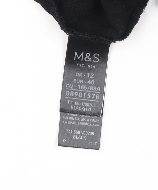 Marks and Spencer Black Women's Blouse Viscose Size 12