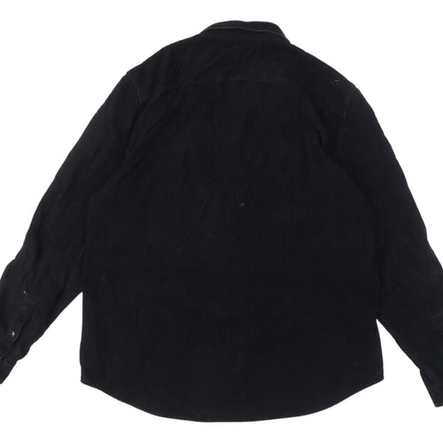 River Island Men's Black Corduroy Shirt XL Casual
