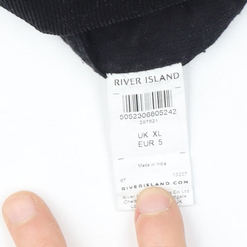 River Island Men's Black Corduroy Shirt XL Casual