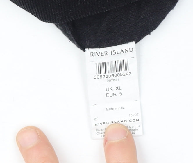 River Island Men's Black Corduroy Shirt XL Casual