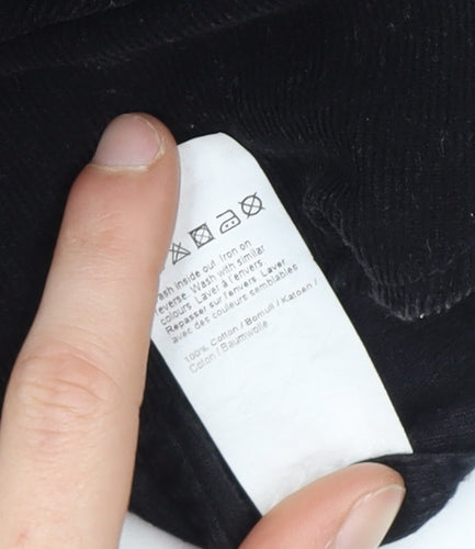 River Island Men's Black Corduroy Shirt XL Casual