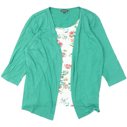 Bonmarché Green Floral Tunic Blouse - Size 20, 3/4 Sleeve