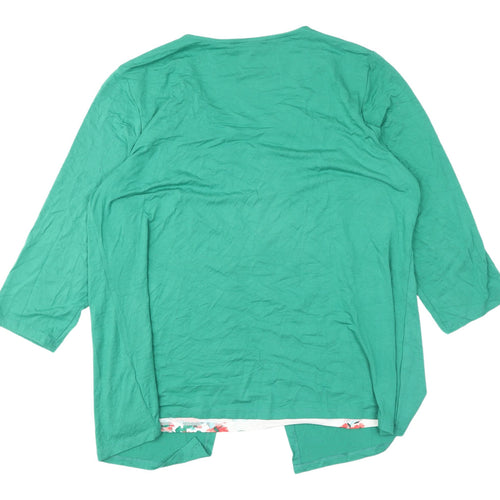 Bonmarché Green Floral Tunic Blouse - Size 20, 3/4 Sleeve