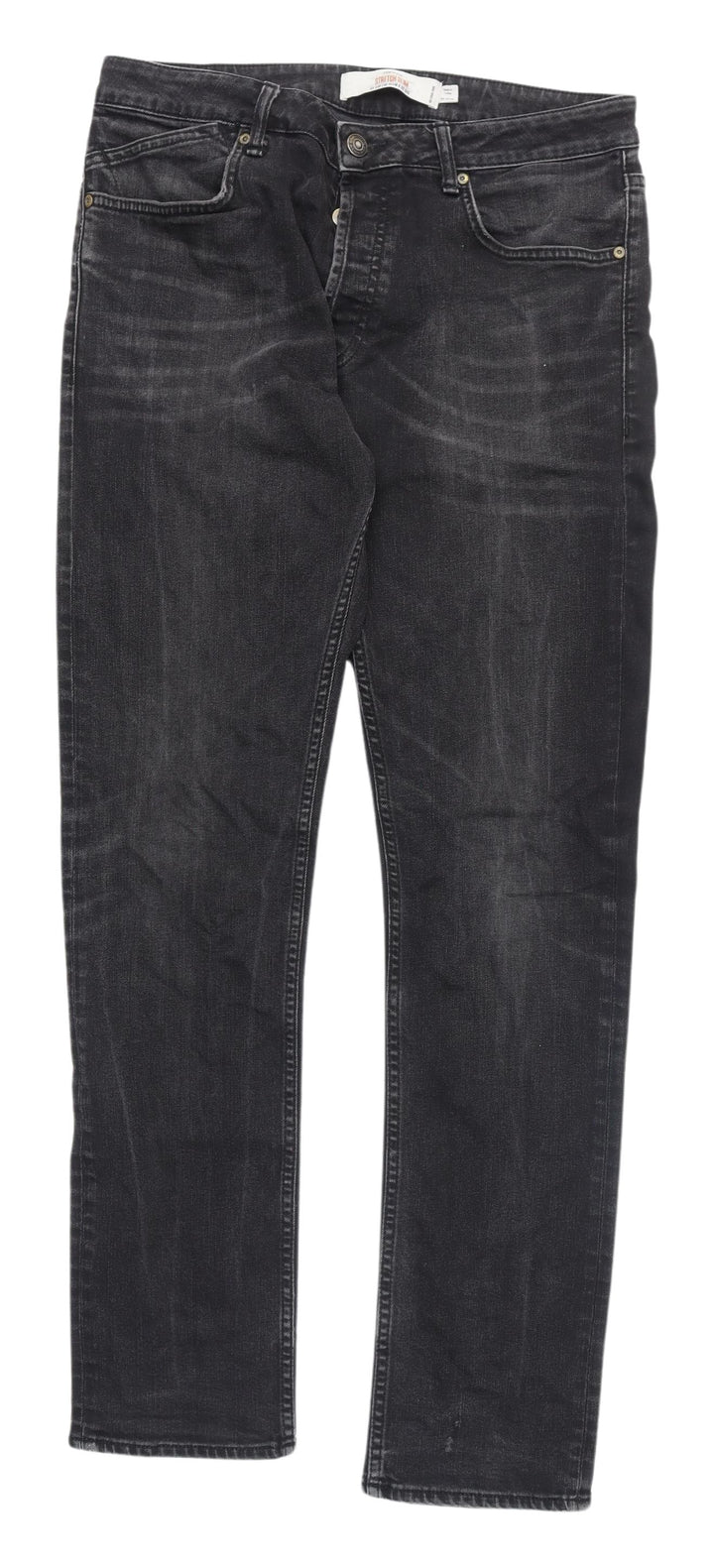 Topman Black Straight Jeans, Unisex Adults Size 34