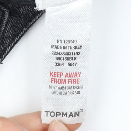 Topman Black Straight Jeans, Unisex Adults Size 34