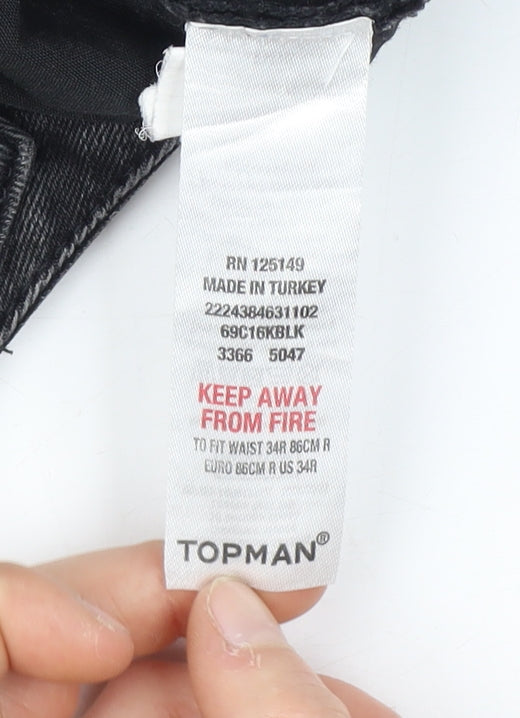 Topman Black Straight Jeans, Unisex Adults Size 34