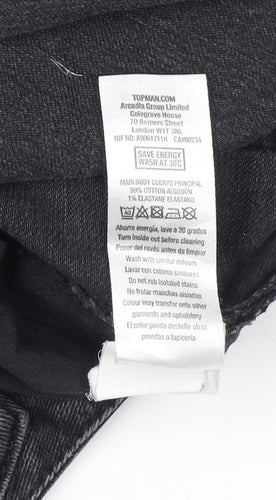 Topman Black Straight Jeans, Unisex Adults Size 34
