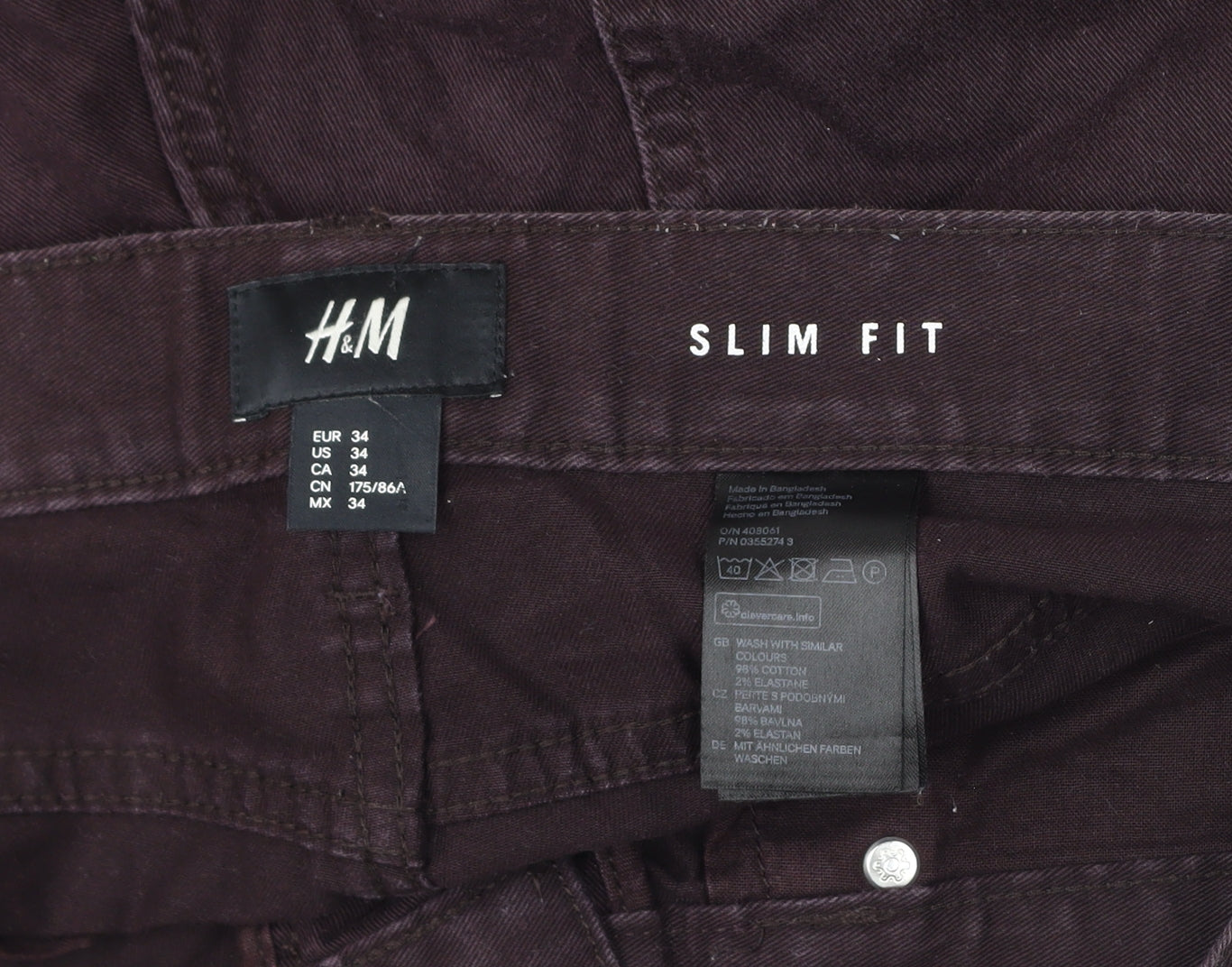H&M Men's Slim Fit Brown Chino Shorts