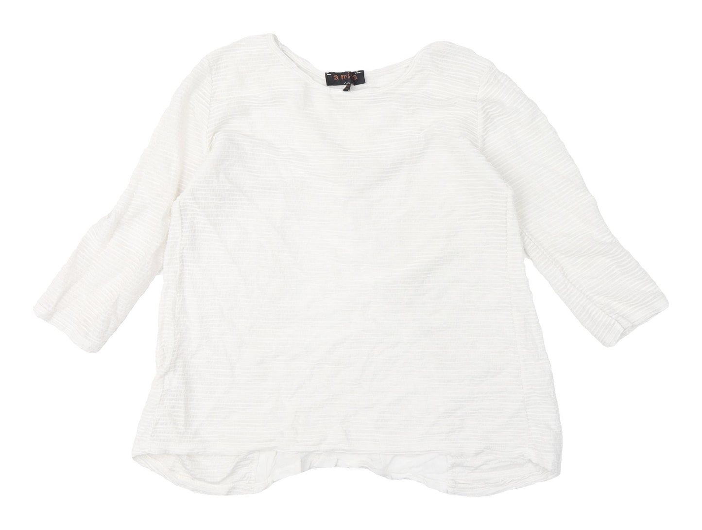 Amaya Women's White Basic Blouse, One Size, 3/4 Sleeve