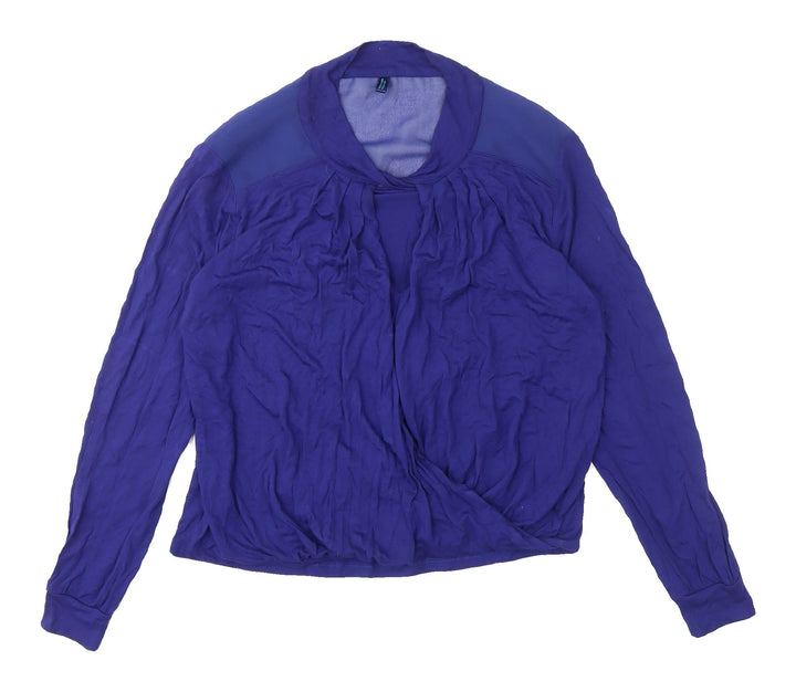 Karen Millen Blue Viscose Blouse - Size 8 - Long Sleeve