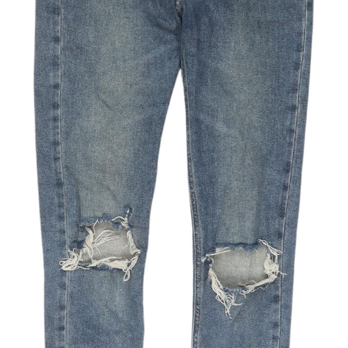 Topshop Women's Blue Skinny Distressed Jeans Size 8