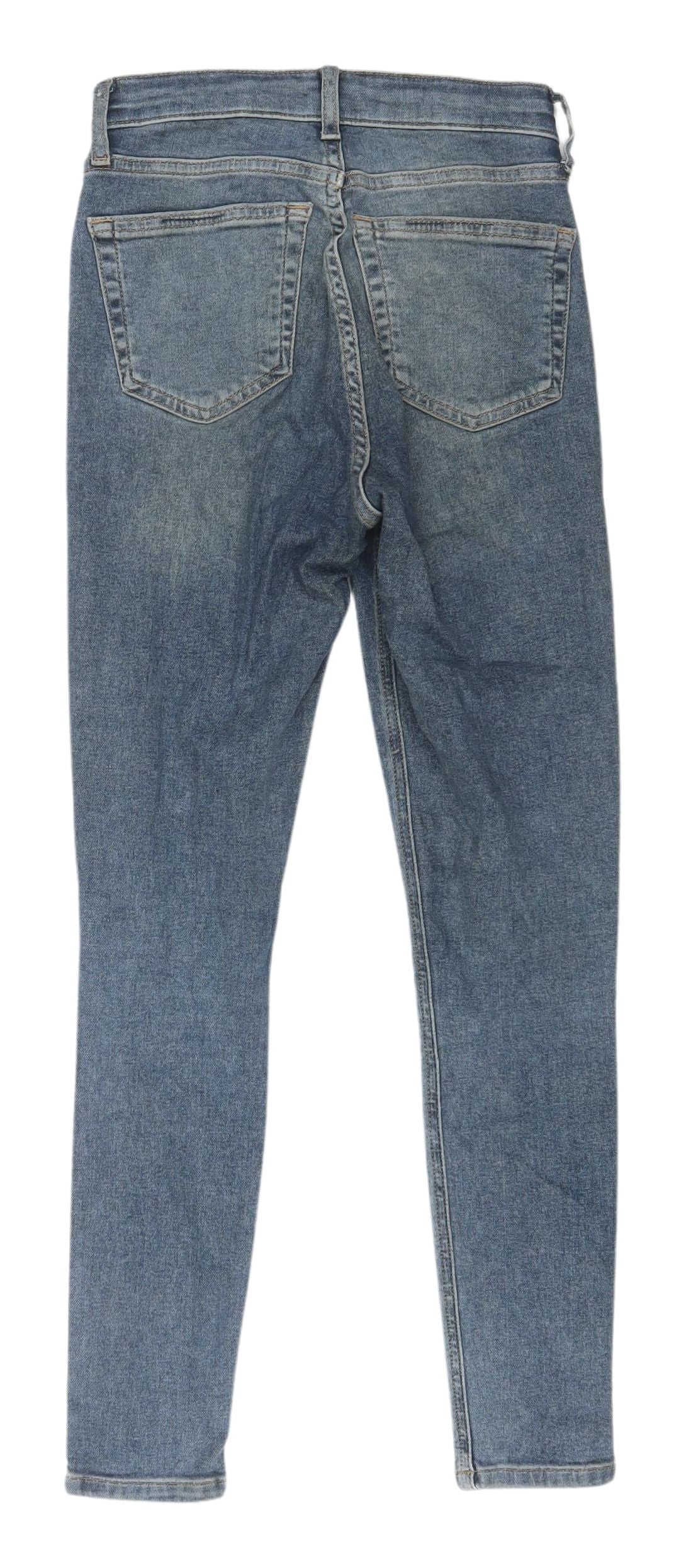 Topshop Women's Blue Skinny Distressed Jeans Size 8