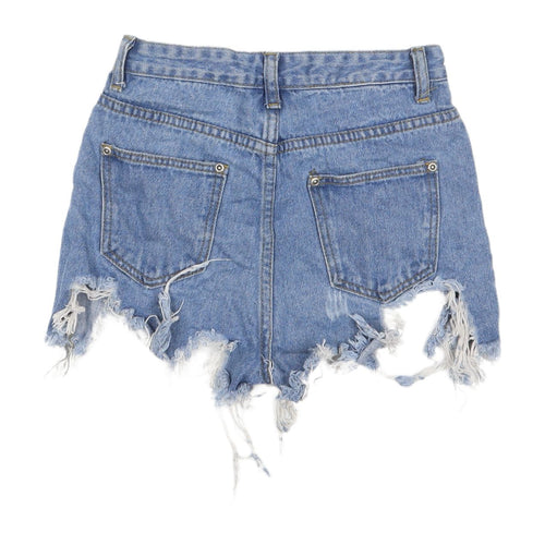 PrettyLittleThing Women's Blue Cut-Off Denim Shorts UK 4