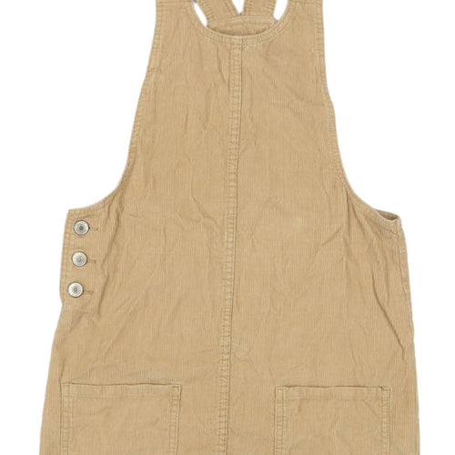 Denim Co. Beige Pinafore Dress, 100% Cotton, Size 8
