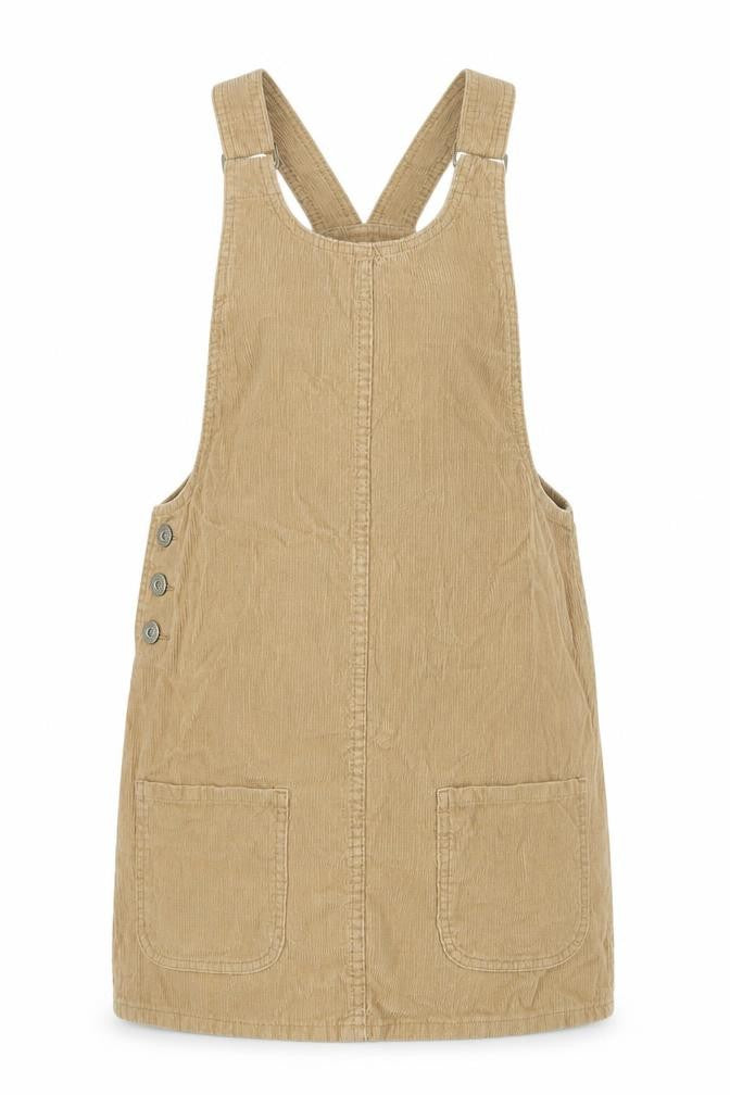 Front view of Denim Co. Beige Pinafore Dress, 100% Cotton, size 8