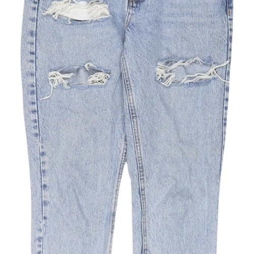 Topshop Women's Blue Distressed Mom Jeans UK 10