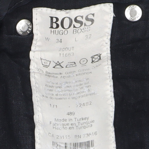 Hugo Boss Men's Black Chino Trousers, Size 34