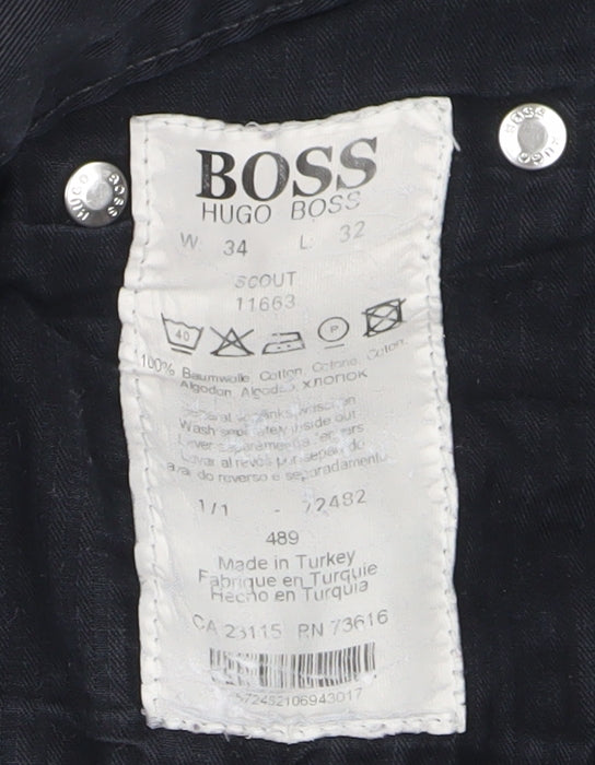 Hugo Boss Men's Black Chino Trousers, Size 34
