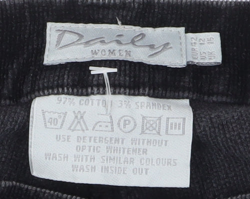 Daily Women's Black Straight Corduroy Trousers Size 12