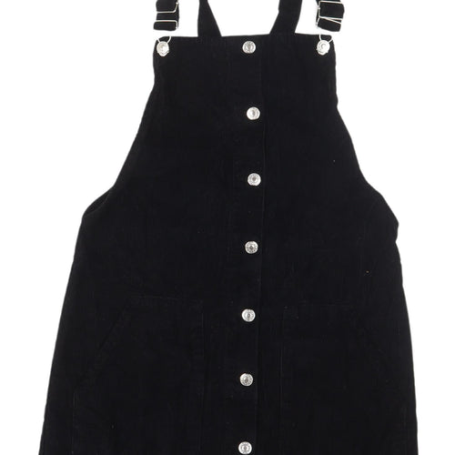Topshop Black Corduroy Pinafore Dress, UK 10, Casual Style