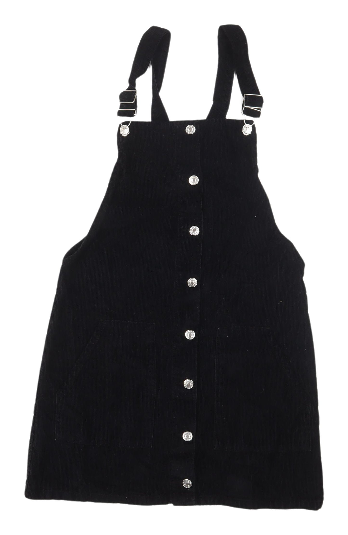 Topshop Black Corduroy Pinafore Dress, UK 10, Casual Style