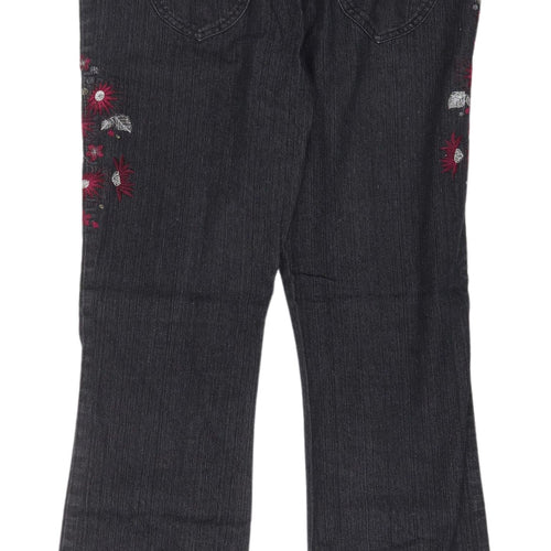 Bm Women's Black Embroidered Bootcut Jeans Size 14