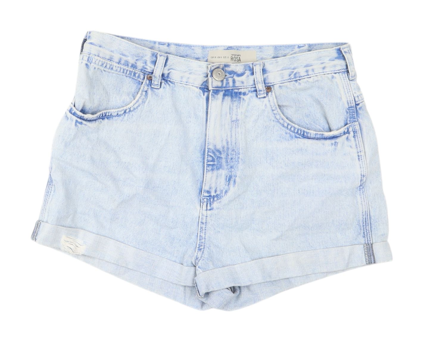 Topshop Women's Blue Denim Cut-Off Shorts Size 10