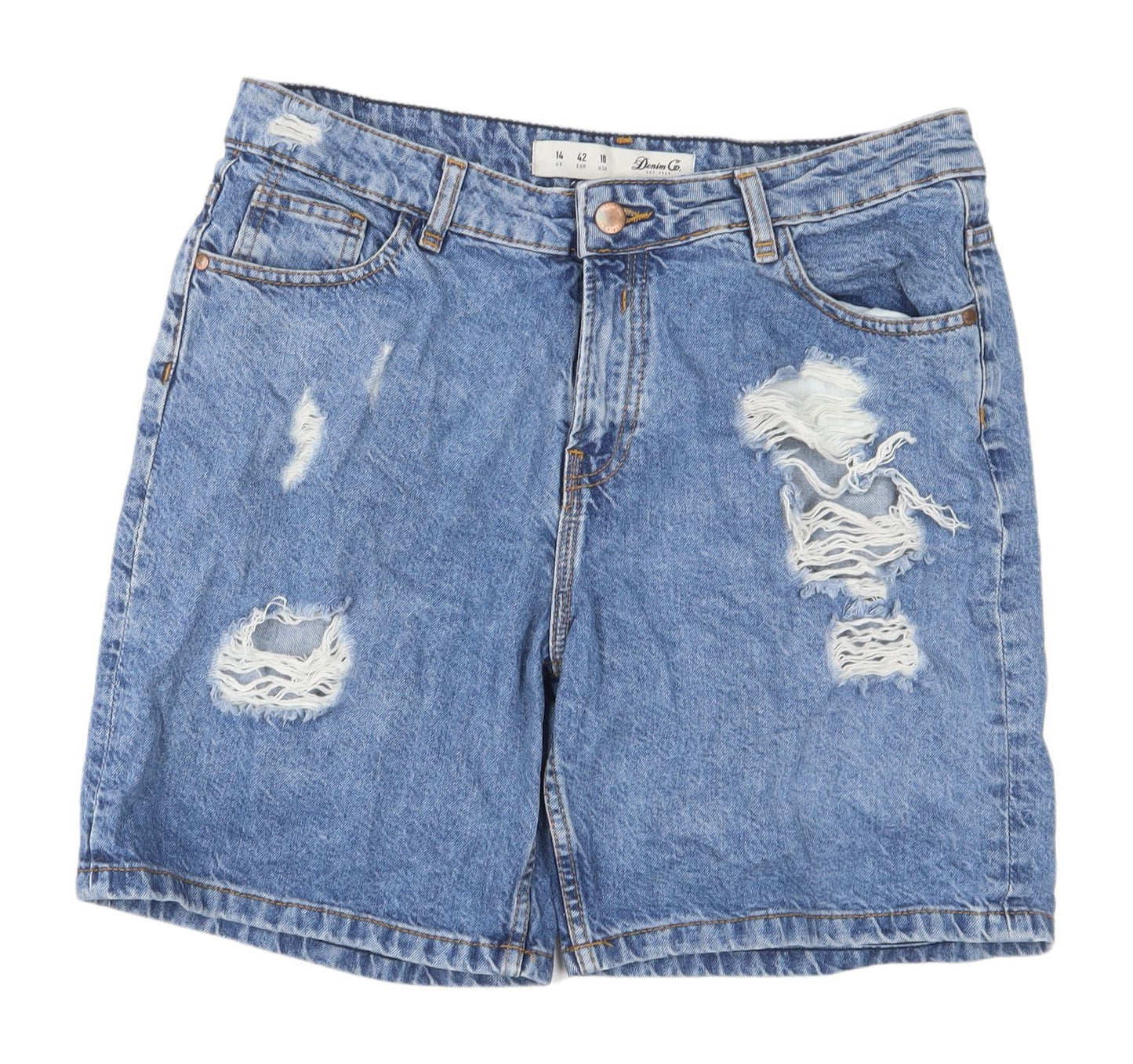 Denim Co. Women's Blue Cut-Off Denim Shorts - Size 14