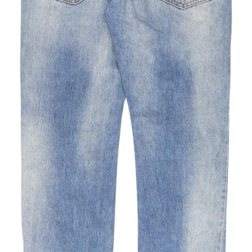 MNML Men's Light Blue Distressed Straight Jeans