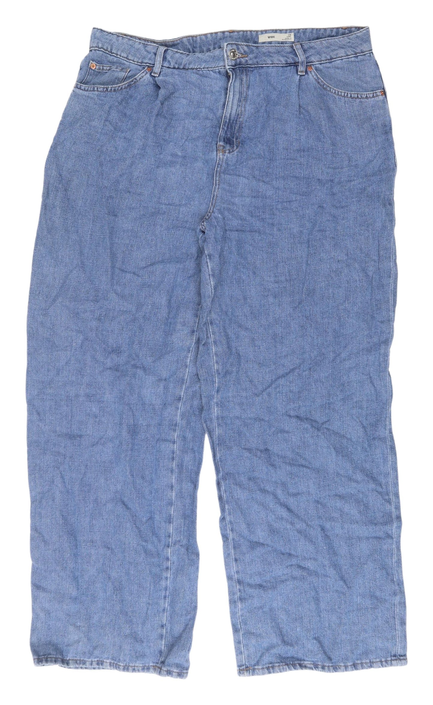 Marks and Spencer Women's Blue Wide-Leg Jeans, Size 16