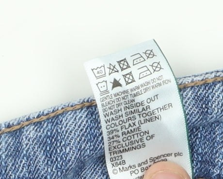 Marks and Spencer Women's Blue Wide-Leg Jeans, Size 16