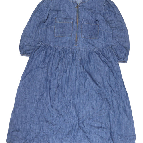 Marks and Spencer Blue Denim Shirt Dress 14
