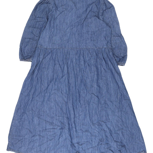Marks and Spencer Blue Denim Shirt Dress 14