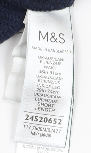 Marks & Spencer Men's Blue Corduroy Chinos 36L