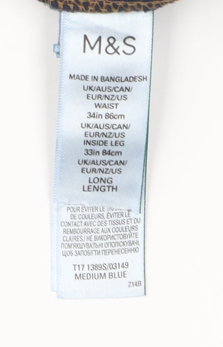 Marks and Spencer Men's Blue Straight Fit Denim Jeans