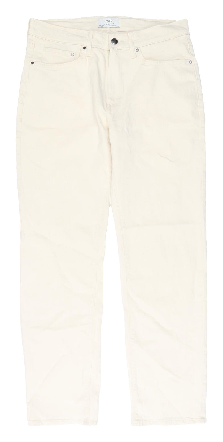 Marks and Spencer Men's Ivory Straight Jeans 32