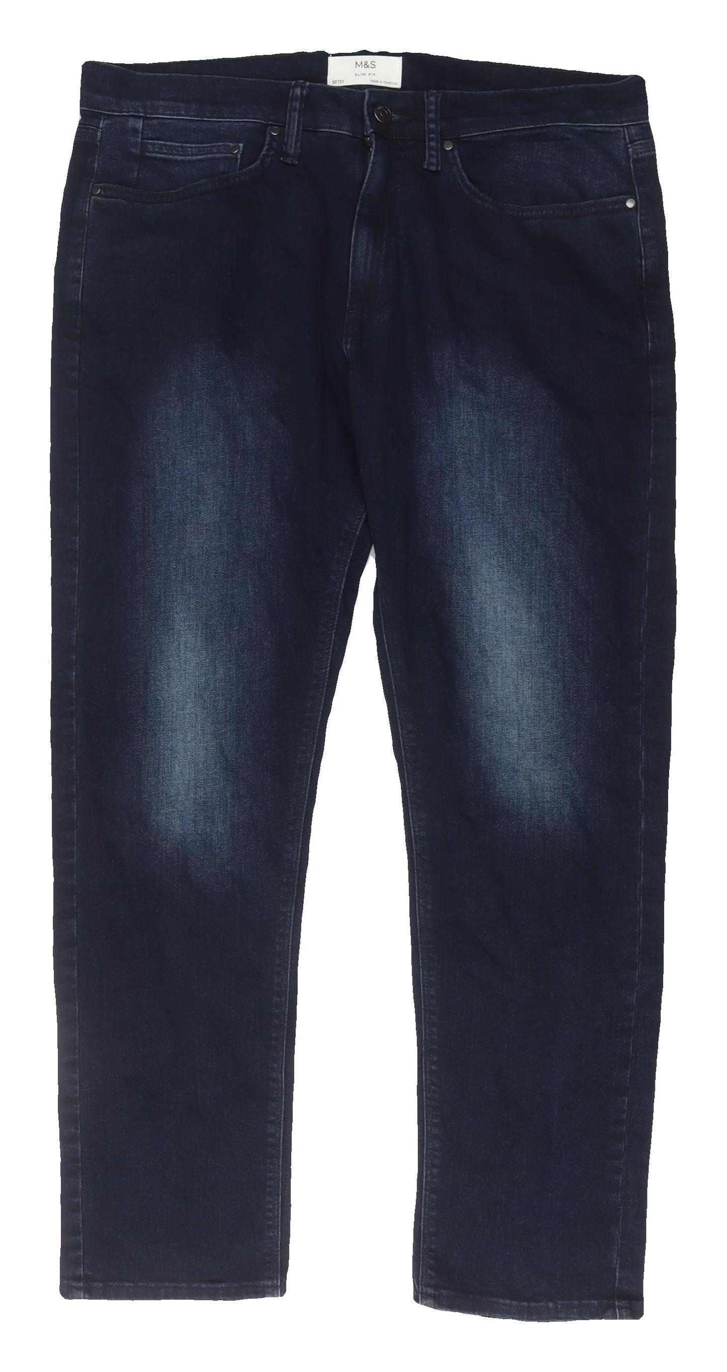 Marks and Spencer Blue Men's Straight Jeans, 32 Waist