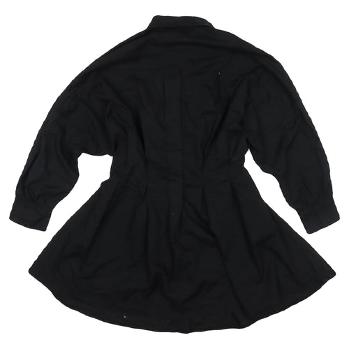 PrettyLittleThing Black Shirt Dress, Size 8, Women's, Collared