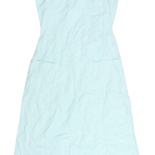 Warehouse Blue Linen Slip Dress Size 6 Women's Fashion