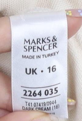 Marks & Spencer Women's Beige Polo Shirt Size 16