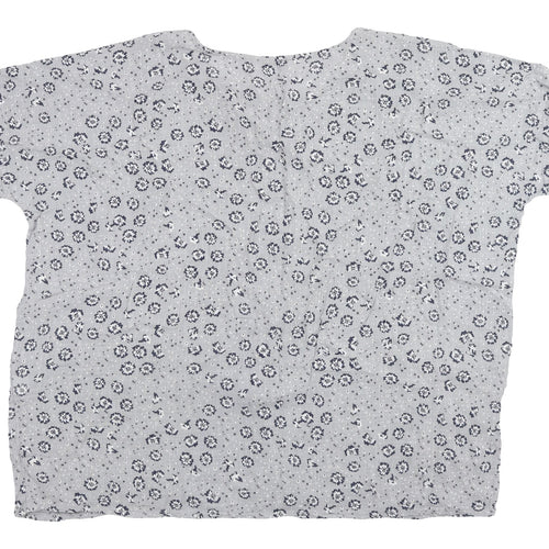 Women's Grey Floral Blouse, Cotton, Size 12, Made in Italy