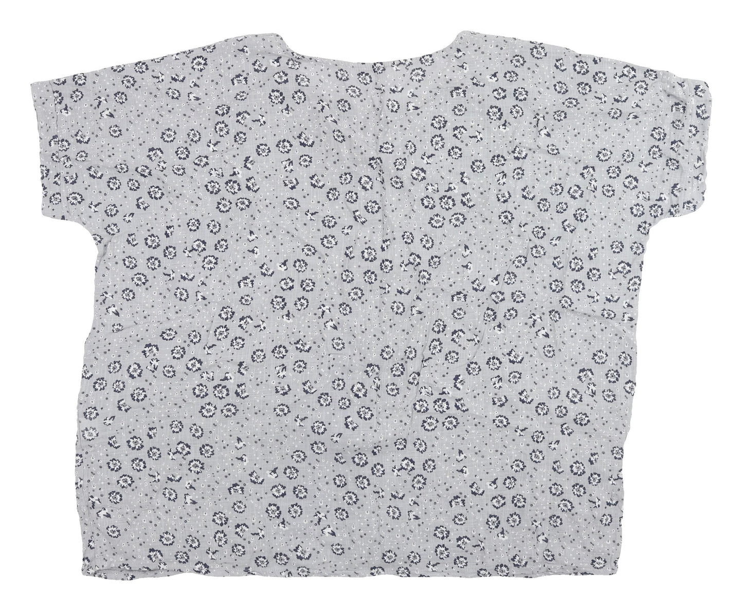 Women's Grey Floral Blouse, Cotton, Size 12, Made in Italy