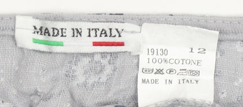 Women's Grey Floral Blouse, Cotton, Size 12, Made in Italy